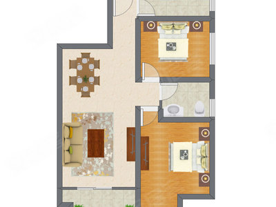 2室2厅 85.95平米户型图