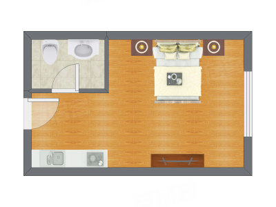 1室0厅 36.90平米户型图