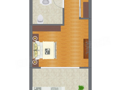 1室1厅 31.77平米户型图