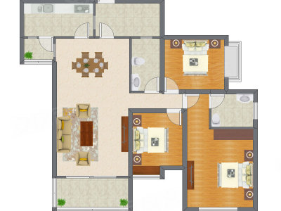 3室2厅 130.72平米