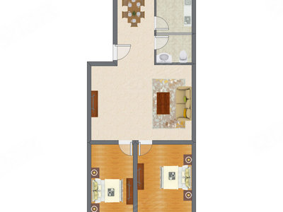 2室2厅 96.05平米户型图