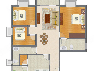 3室2厅 95.00平米户型图