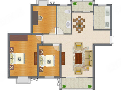 3室2厅 87.40平米
