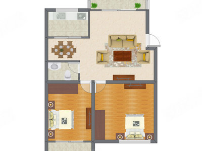 2室2厅 75.65平米