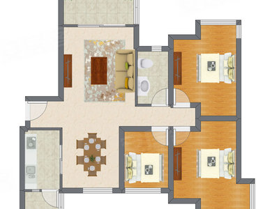 3室2厅 96.85平米