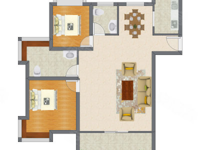 2室2厅 110.24平米户型图