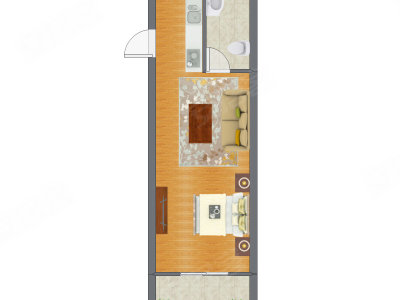 1室0厅 46.29平米户型图
