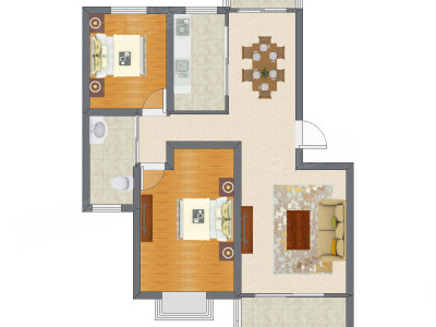 2室2厅 103.27平米户型图