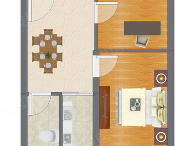 2室1厅 42.28平米户型图