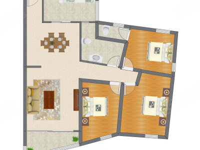 3室2厅 125.15平米户型图