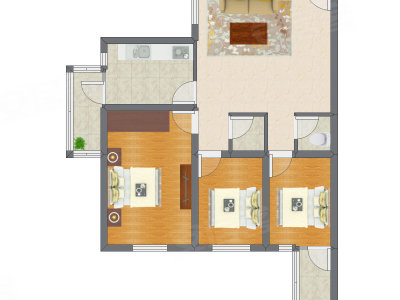 3室1厅 112.47平米户型图