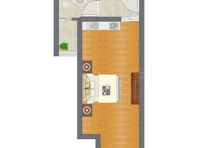 1室0厅 40.15平米户型图