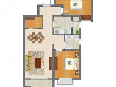 2室2厅 87.64平米户型图