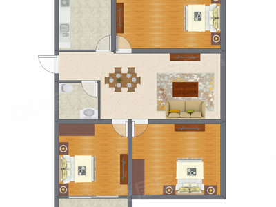3室1厅 68.20平米