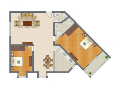 2室2厅 165.38平米户型图