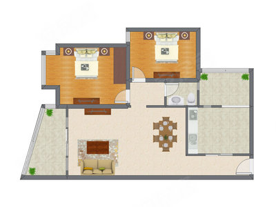 2室2厅 97.60平米户型图