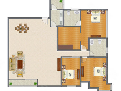 3室2厅 233.75平米户型图
