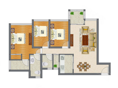 3室2厅 95.75平米
