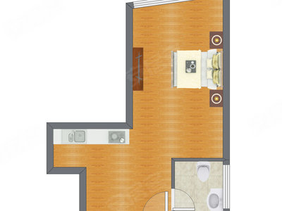 1室0厅 63.04平米户型图
