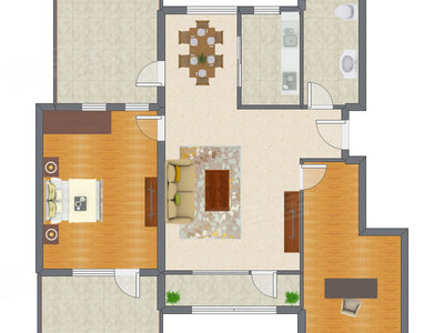 2室2厅 101.64平米户型图