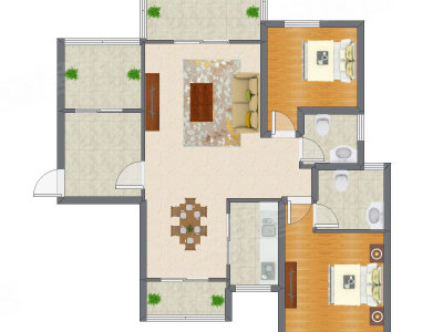 2室2厅 90.03平米