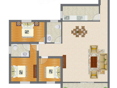 3室2厅 98.40平米