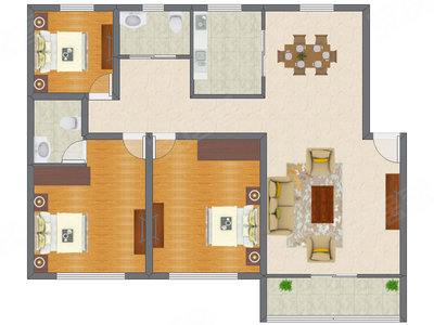 3室1厅 138.50平米