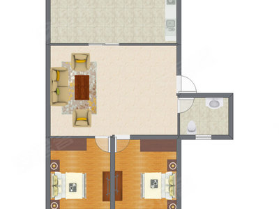 2室1厅 82.14平米户型图