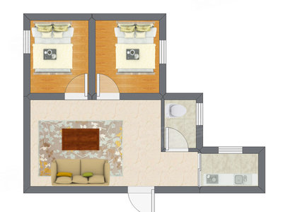 2室1厅 38.00平米