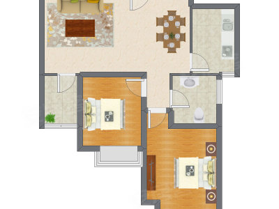 2室2厅 65.00平米户型图
