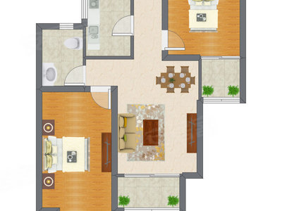 2室2厅 80.95平米户型图