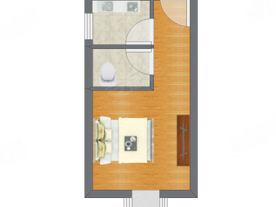 1室0厅 56.74平米户型图
