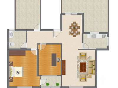 2室1厅 99.49平米户型图
