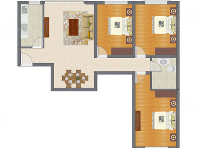 3室2厅 82.80平米