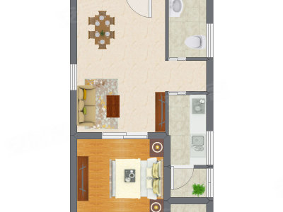 1室1厅 33.25平米户型图