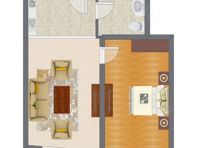 1室1厅 72.70平米户型图