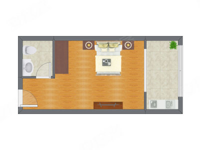 1室0厅 30.32平米户型图