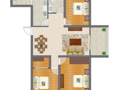 3室2厅 98.20平米