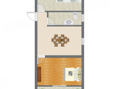 1室1厅 49.00平米户型图