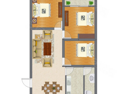 3室2厅 60.23平米
