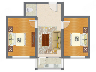 2室1厅 58.20平米