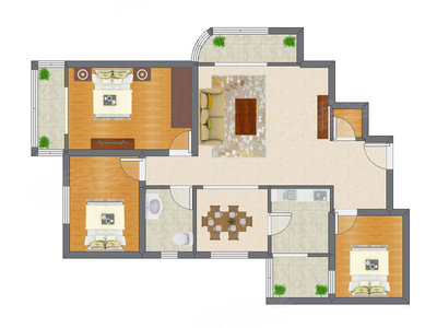3室2厅 125.04平米户型图