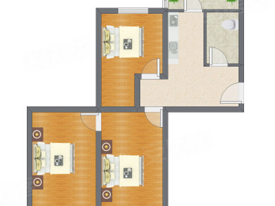 3室1厅 76.00平米户型图