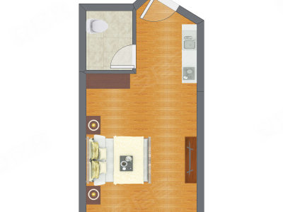 1室0厅 25.54平米户型图