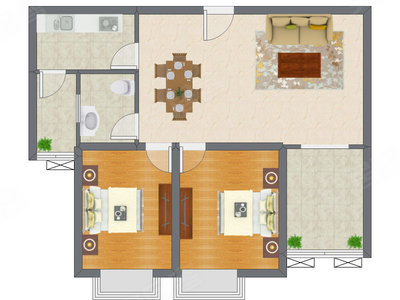 2室2厅 90.45平米