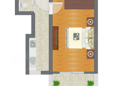 1室0厅 31.90平米户型图