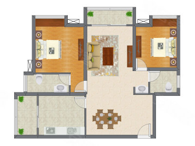 2室2厅 98.00平米