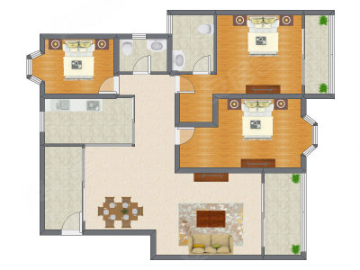 3室2厅 132.79平米户型图