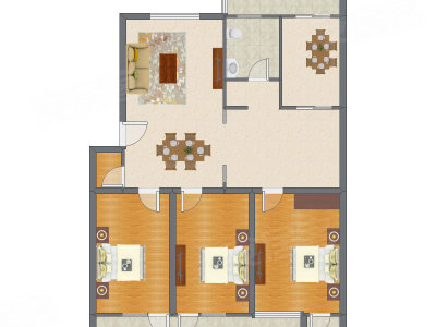 3室2厅 146.50平米户型图