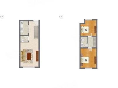 2室1厅 57.76平米